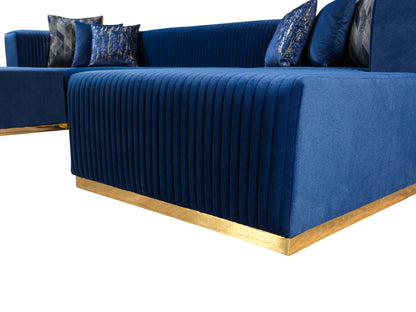 Juliana Blue Velvet 4-Piece Sectional - JULIANABLUE-SEC4 - Bien Home Furniture &amp; Electronics