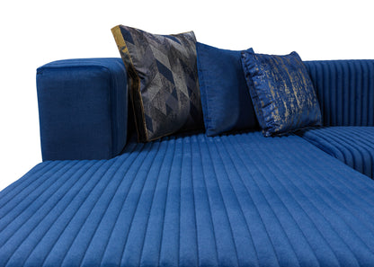 Juliana Blue Velvet 4-Piece Sectional - JULIANABLUE-SEC4 - Bien Home Furniture &amp; Electronics