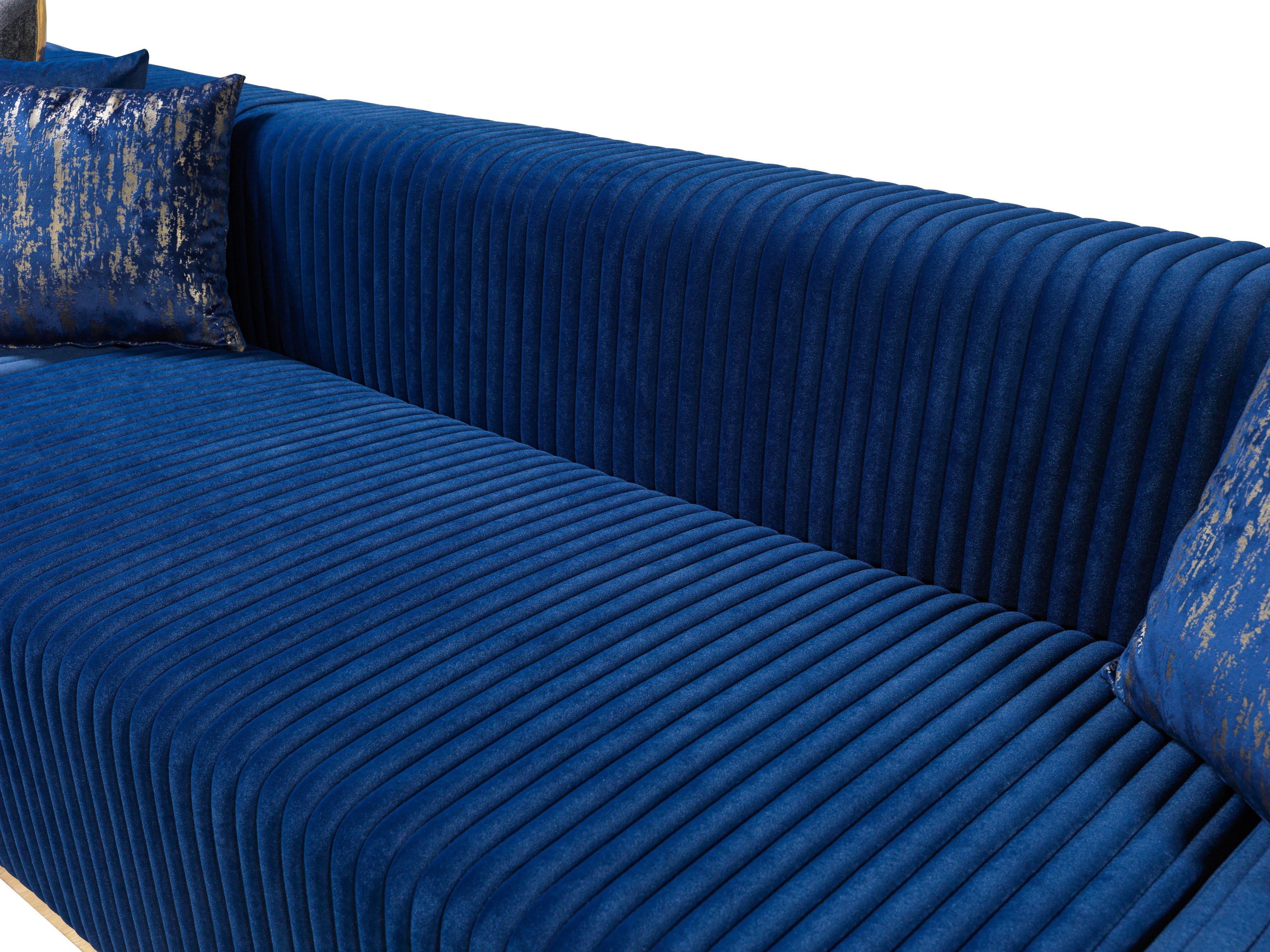 Juliana Blue Velvet 4-Piece Sectional - JULIANABLUE-SEC4 - Bien Home Furniture &amp; Electronics