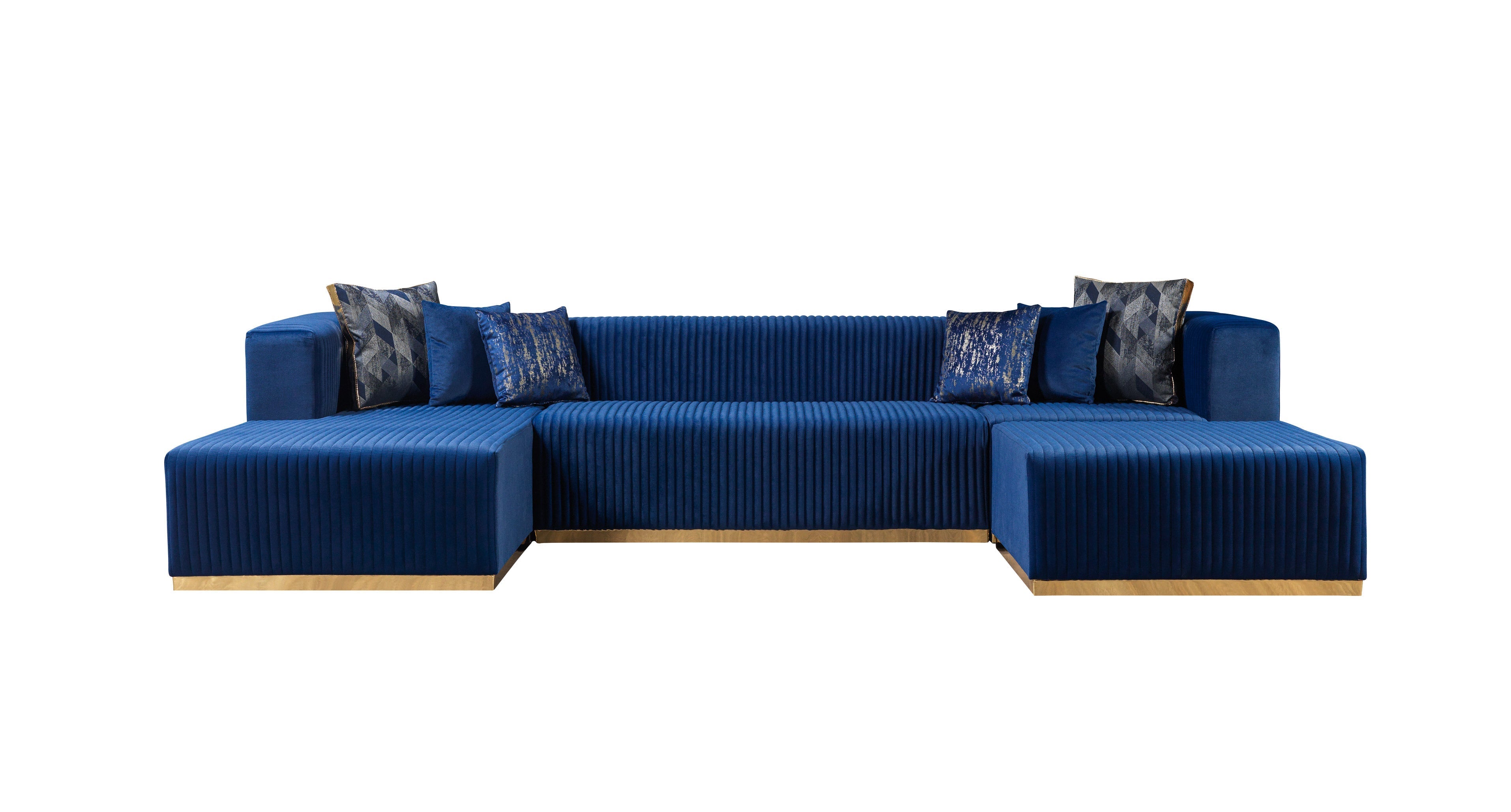 Juliana Blue Velvet 4-Piece Sectional - JULIANABLUE-SEC4 - Bien Home Furniture &amp; Electronics