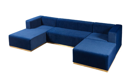 Juliana Blue Velvet 4-Piece Sectional - JULIANABLUE-SEC4 - Bien Home Furniture &amp; Electronics