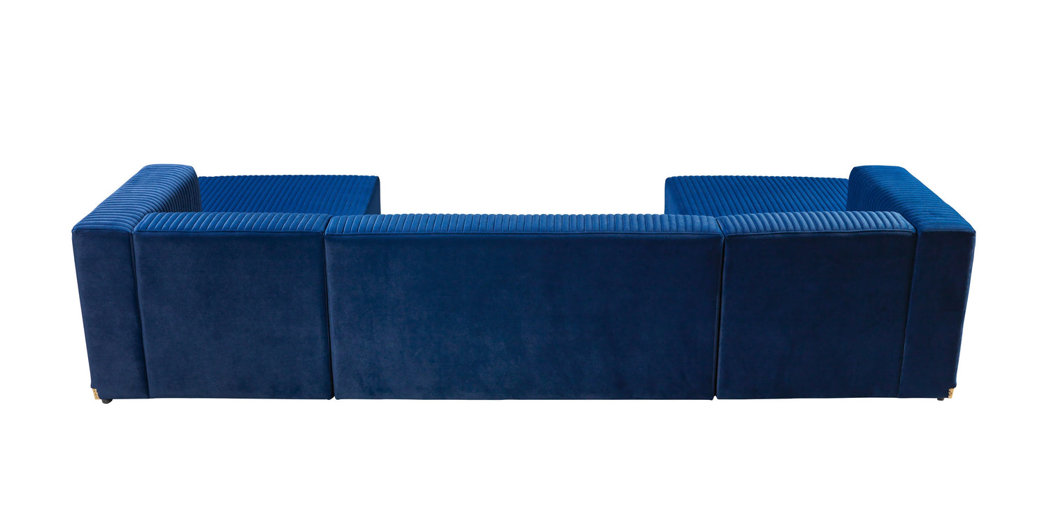 Juliana Blue Velvet 4-Piece Sectional - JULIANABLUE-SEC4 - Bien Home Furniture &amp; Electronics