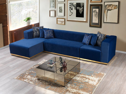 Juliana Blue Velvet 4-Piece Sectional - JULIANABLUE-SEC4 - Bien Home Furniture &amp; Electronics