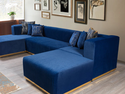 Juliana Blue Velvet 4-Piece Sectional - JULIANABLUE-SEC4 - Bien Home Furniture &amp; Electronics