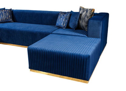 Juliana Blue Velvet 4-Piece Sectional - JULIANABLUE-SEC4 - Bien Home Furniture &amp; Electronics