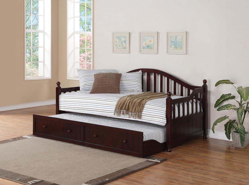 Julie Ann Cappuccino Arched Back Twin Daybed with Trundle - 300090 - Bien Home Furniture &amp; Electronics