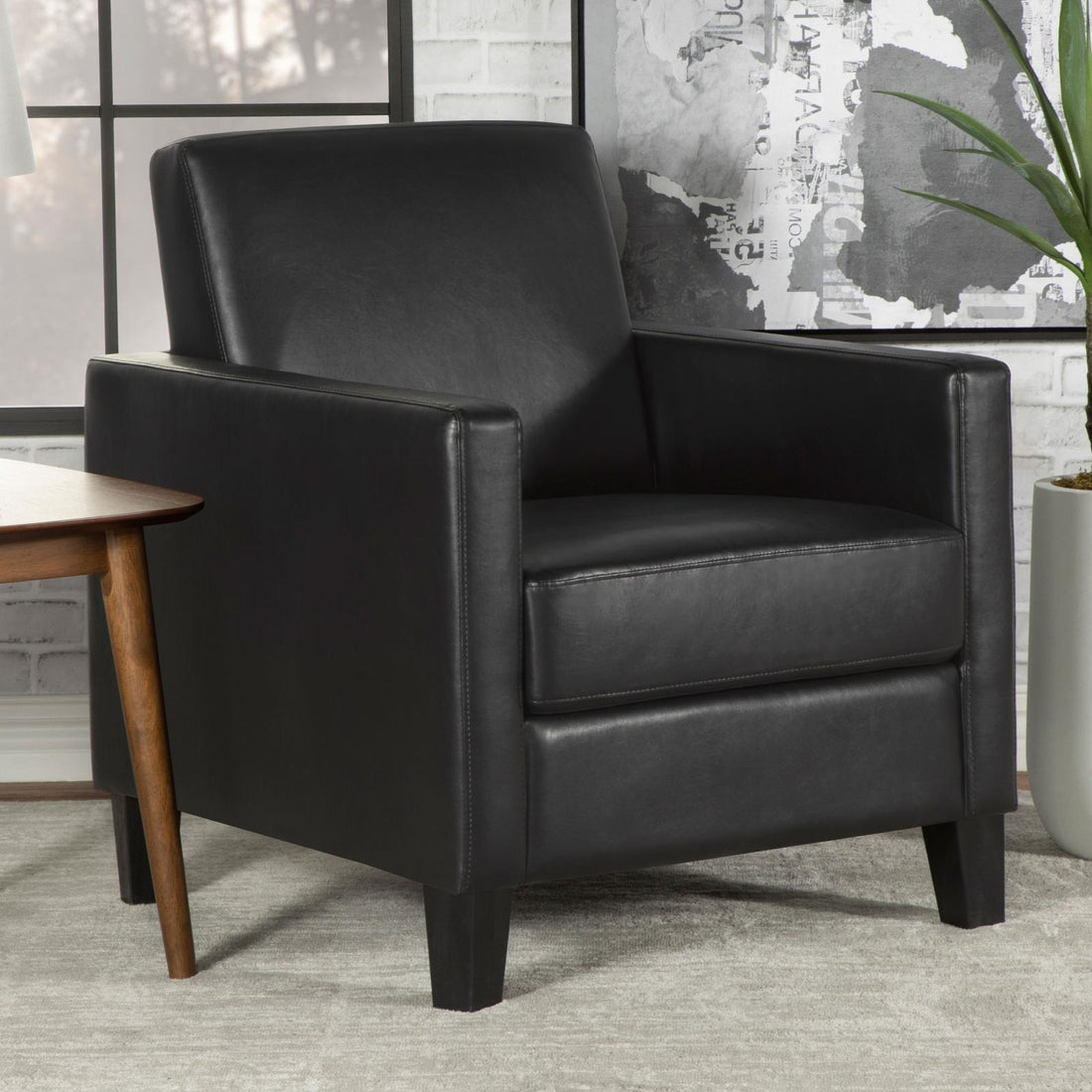 Julio Upholstered Accent Chair with Track Arms Black - 909478 - Bien Home Furniture &amp; Electronics