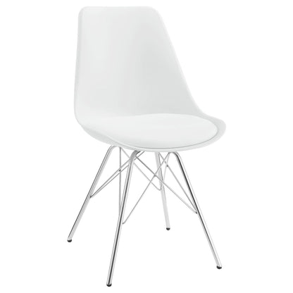 Juniper White/Chrome Armless Dining Chairs, Set of 2 - 102792 - Bien Home Furniture &amp; Electronics