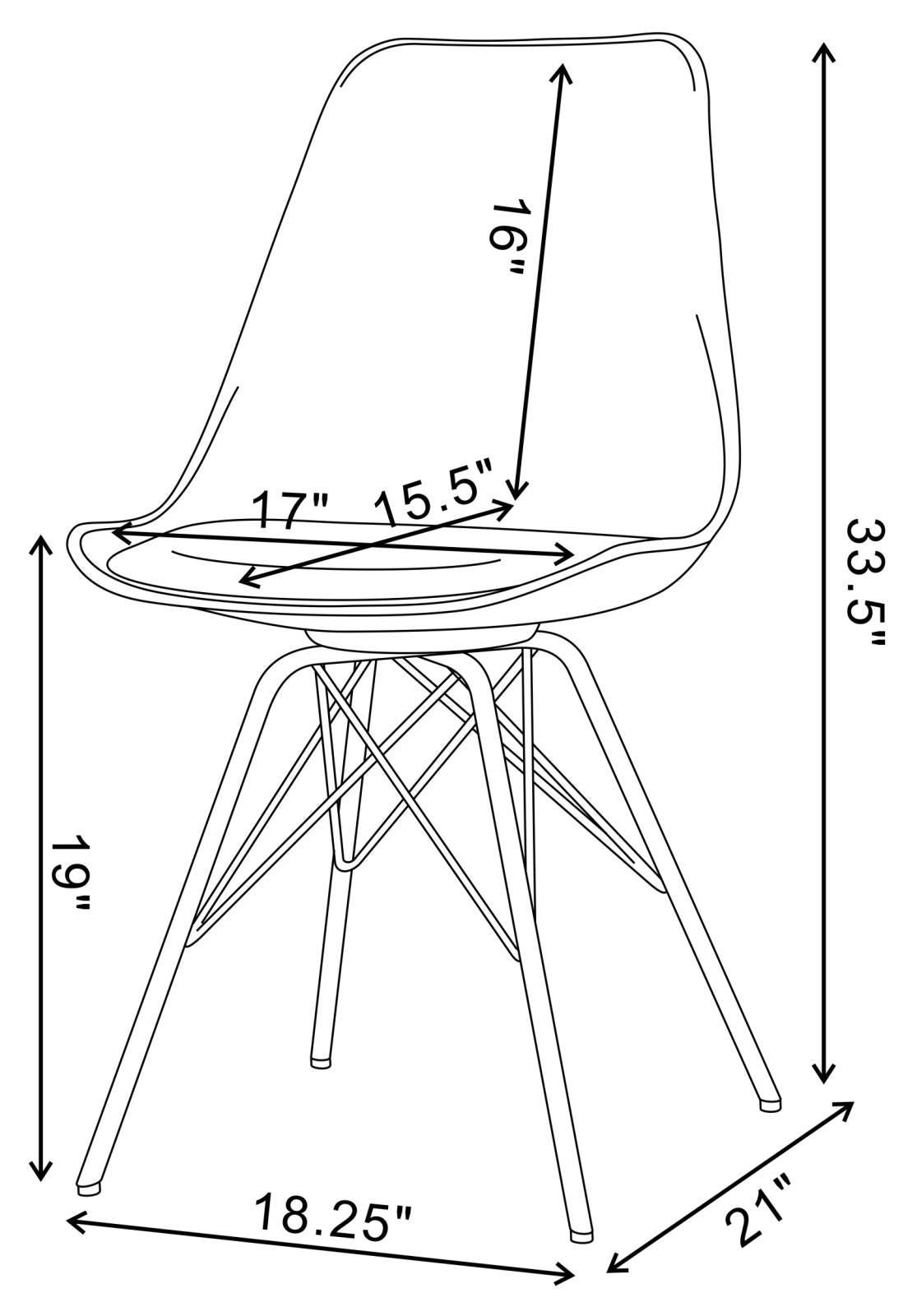 Juniper White/Chrome Armless Dining Chairs, Set of 2 - 102792 - Bien Home Furniture &amp; Electronics