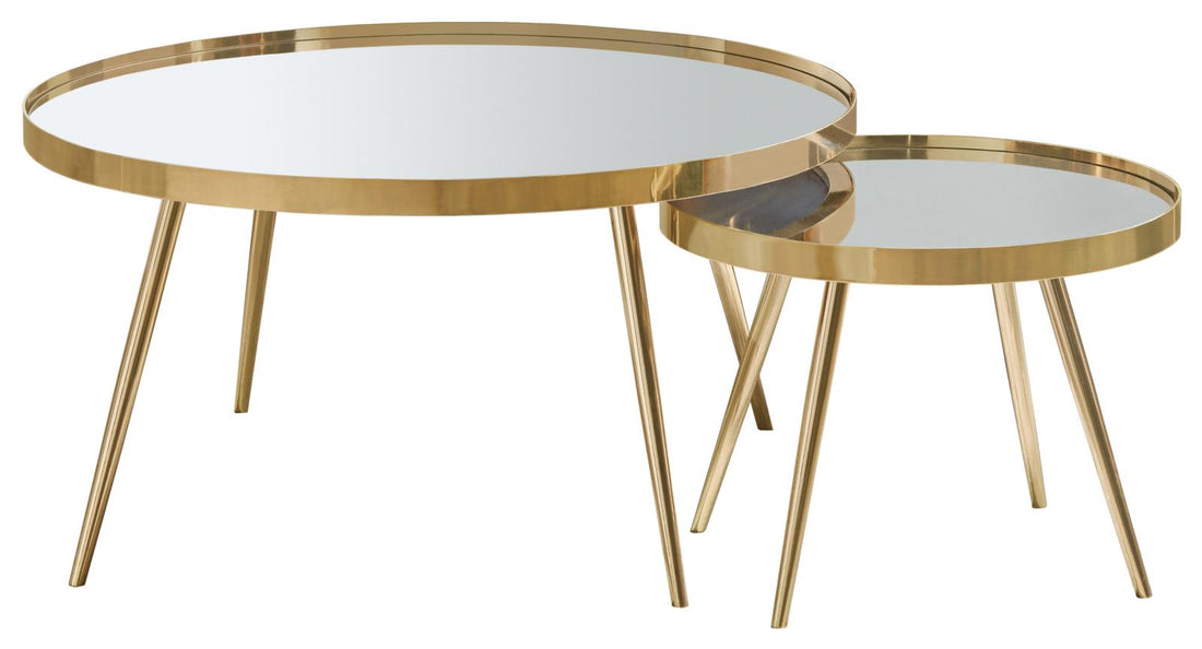 Kaelyn Mirror/Gold 2-Piece Mirror Top Nesting Coffee Table - 723918 - Bien Home Furniture &amp; Electronics