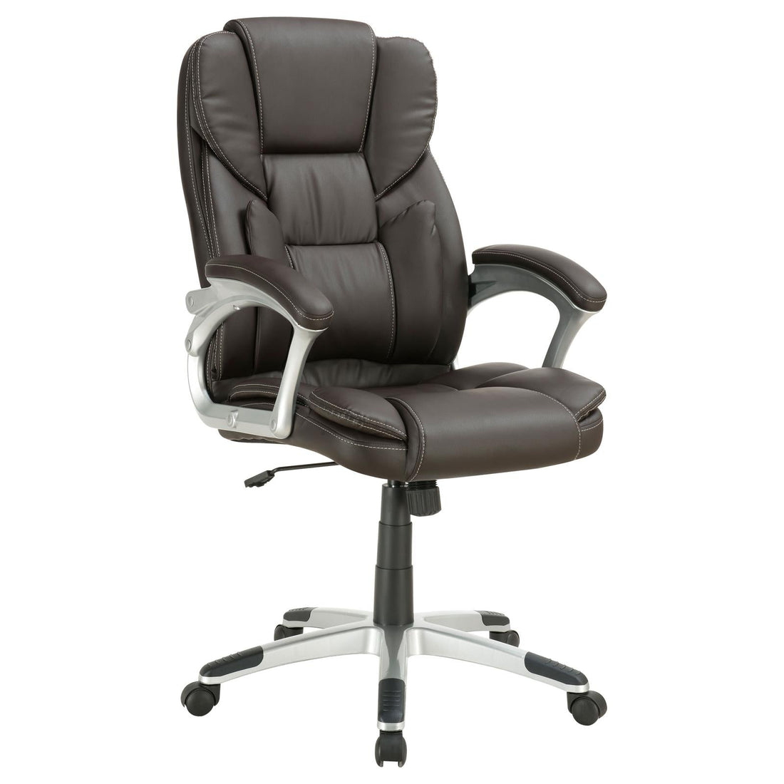 Kaffir Dark Brown/Silver Adjustable Height Office Chair - 800045 - Bien Home Furniture &amp; Electronics