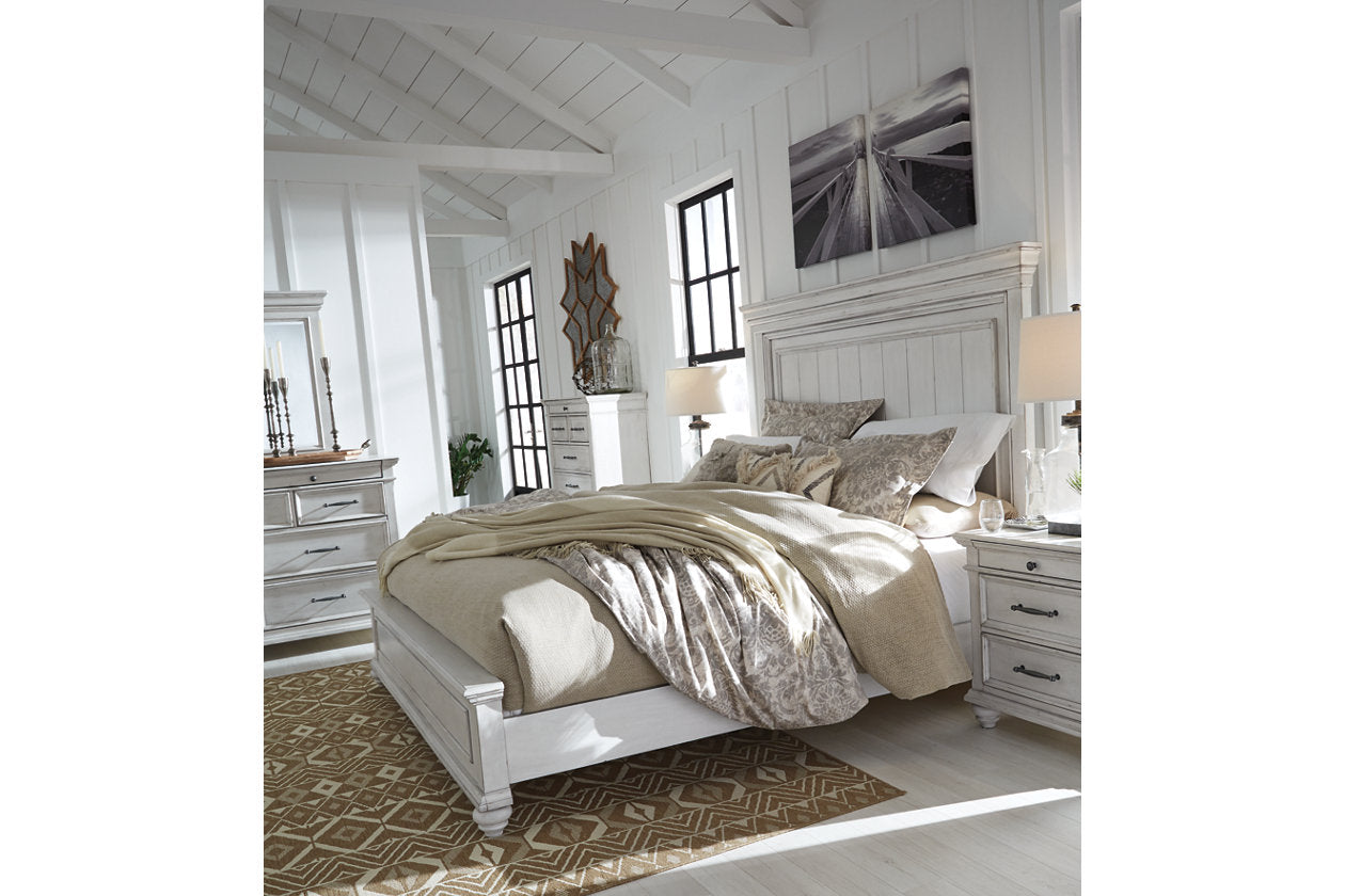 Kanwyn Whitewash King Panel Bed - SET | B777-56 | B777-58 | B777-97 - Bien Home Furniture &amp; Electronics