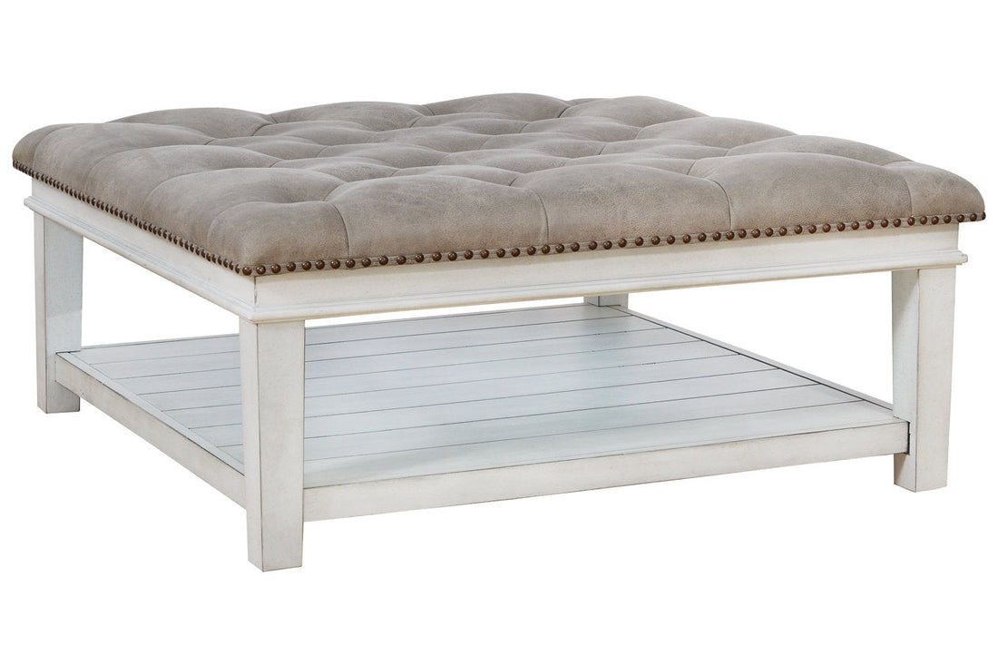 Kanwyn Whitewash Upholstered Ottoman Coffee Table - T937-21 - Bien Home Furniture &amp; Electronics