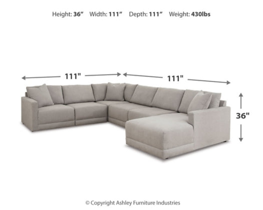 Katany Shadow 6-Piece RAF Chaise Sectional - SET | 2220117 | 2220164 | 2220177 | 2220146 | 2220146 | 2220146 - Bien Home Furniture &amp; Electronics