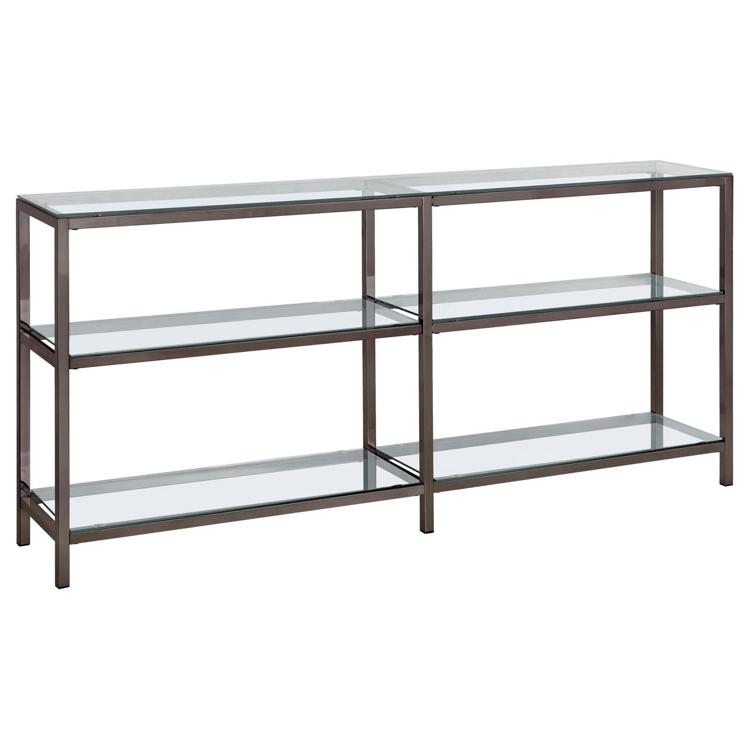 Kate Black Nickel 2-Tier Bookcase - 801018 - Bien Home Furniture &amp; Electronics