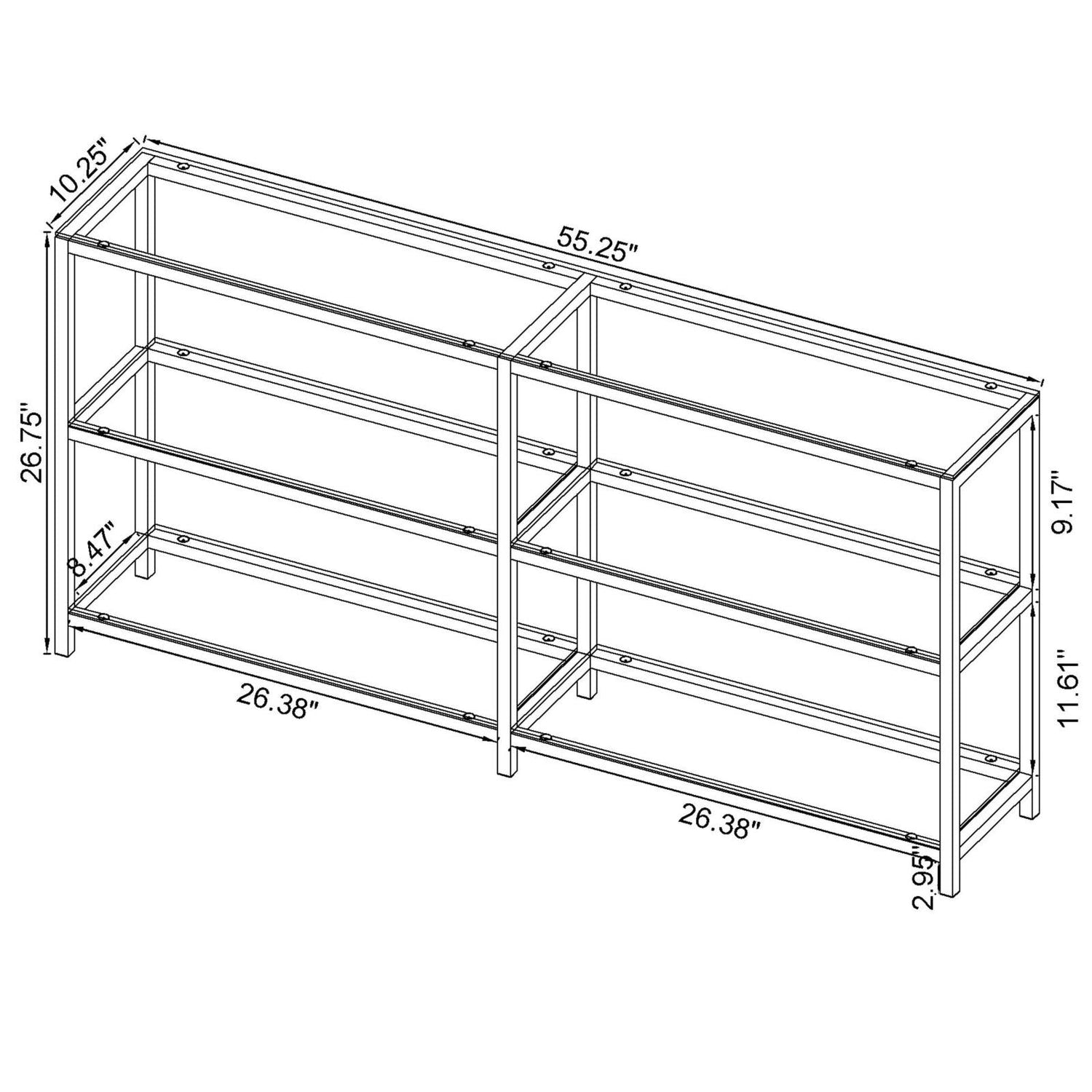 Kate Black Nickel 2-Tier Bookcase - 801018 - Bien Home Furniture &amp; Electronics