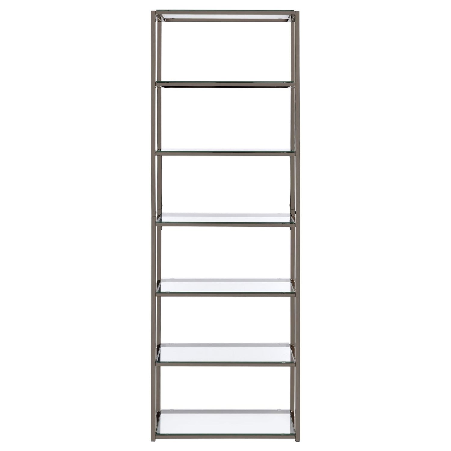 Kate Black Nickel 6-Shelf Bookcase - 801017 - Bien Home Furniture &amp; Electronics