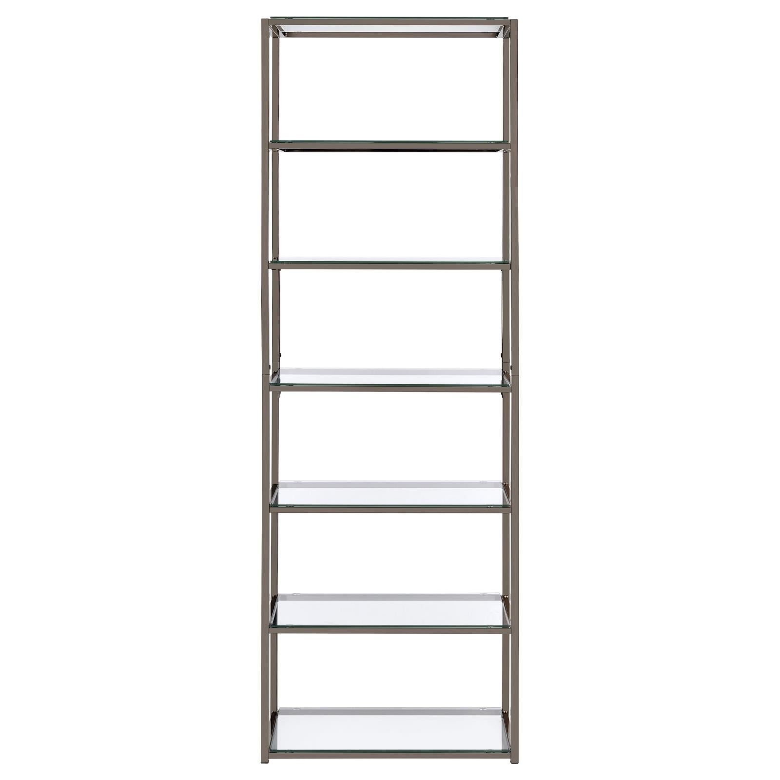 Kate Black Nickel 6-Shelf Bookcase - 801017 - Bien Home Furniture &amp; Electronics