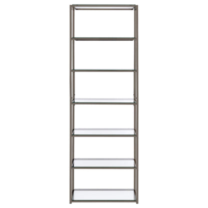 Kate Black Nickel 6-Shelf Bookcase - 801017 - Bien Home Furniture &amp; Electronics