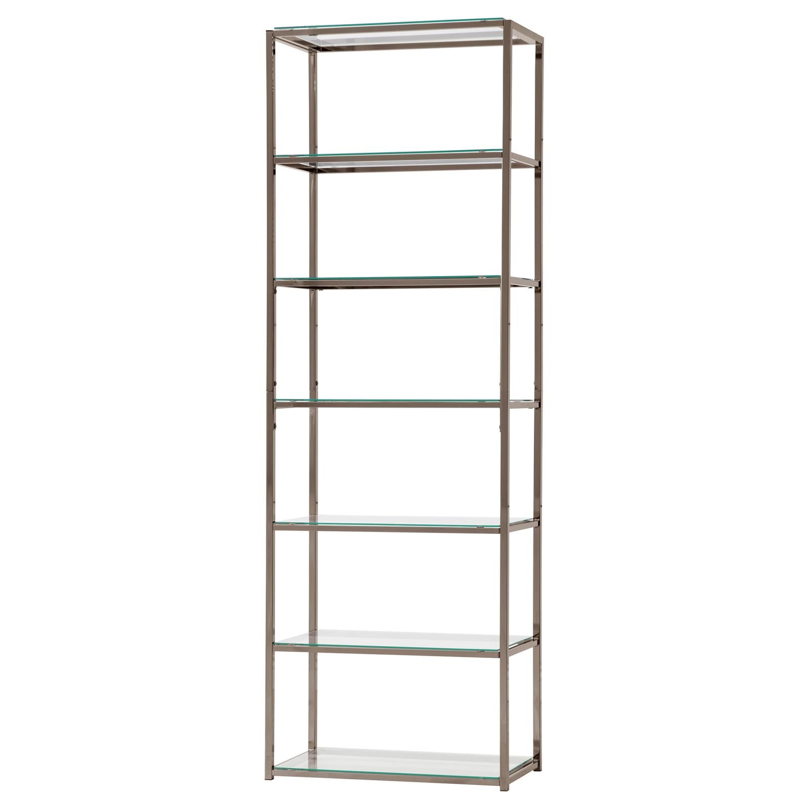 Kate Black Nickel 6-Shelf Bookcase - 801017 - Bien Home Furniture &amp; Electronics