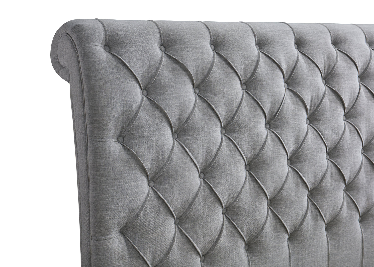 Kate Gray King Upholstered Sleigh Platform Bed - SET | 5103-K-HB | 5103-K-FB | 5103-KQ-RAIL - Bien Home Furniture &amp; Electronics