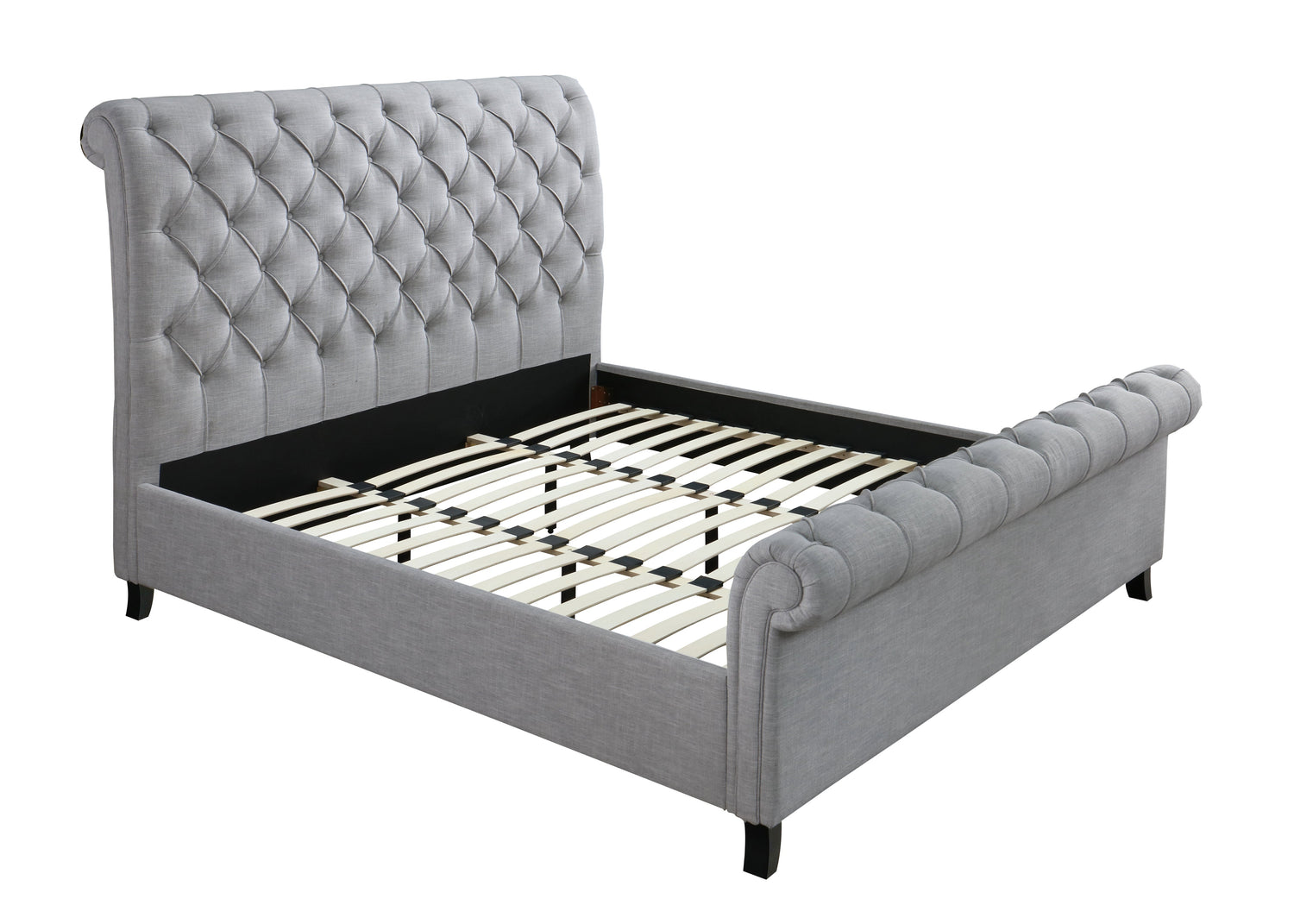 Kate Gray King Upholstered Sleigh Platform Bed - SET | 5103-K-HB | 5103-K-FB | 5103-KQ-RAIL - Bien Home Furniture &amp; Electronics
