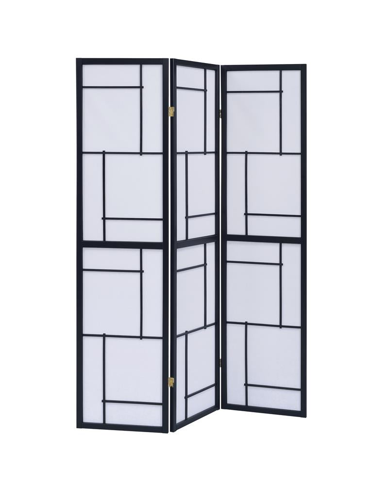 Katerina 3-Panel Folding Floor Screen Black/White - 900102 - Bien Home Furniture &amp; Electronics