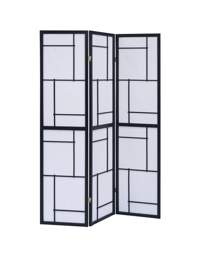 Katerina 3-Panel Folding Floor Screen Black/White - 900102 - Bien Home Furniture &amp; Electronics