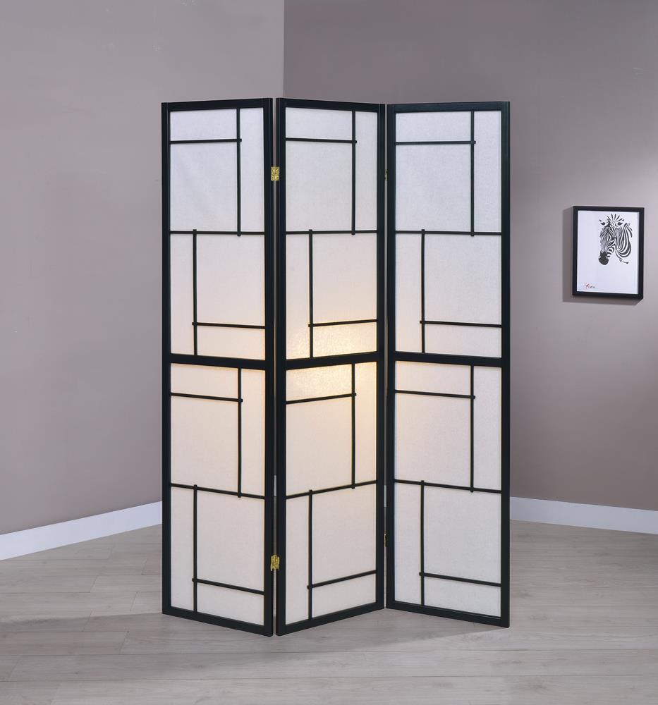 Katerina 3-Panel Folding Floor Screen Black/White - 900102 - Bien Home Furniture &amp; Electronics