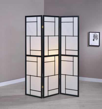 Katerina 3-Panel Folding Floor Screen Black/White - 900102 - Bien Home Furniture &amp; Electronics