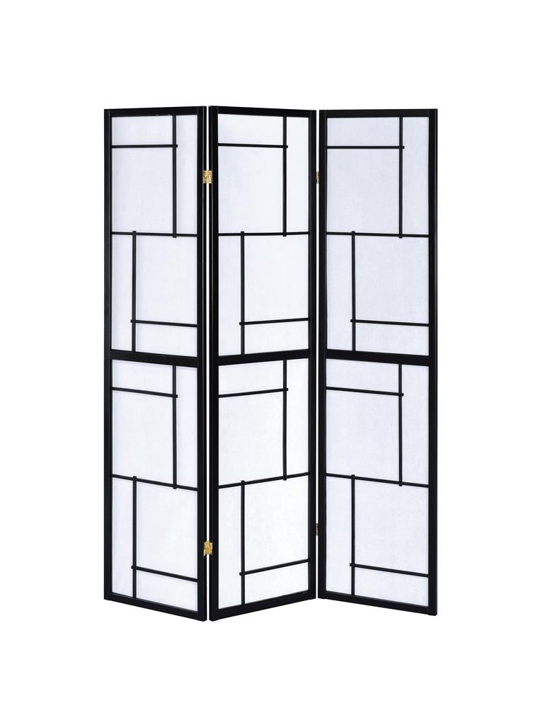 Katerina 3-Panel Folding Floor Screen Black/White - 900102 - Bien Home Furniture &amp; Electronics