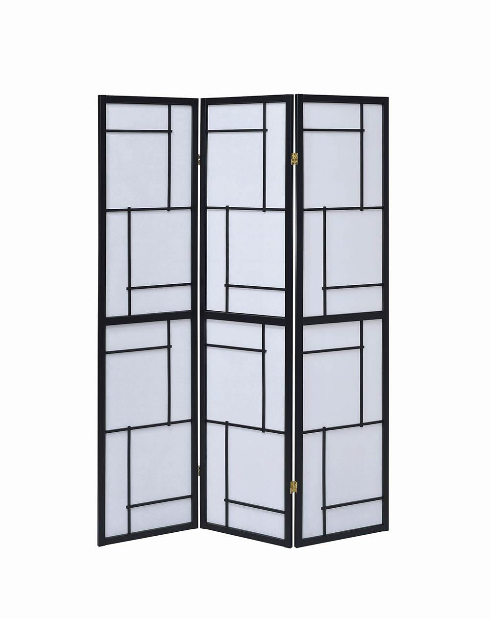 Katerina 3-Panel Folding Floor Screen Black/White - 900102 - Bien Home Furniture &amp; Electronics