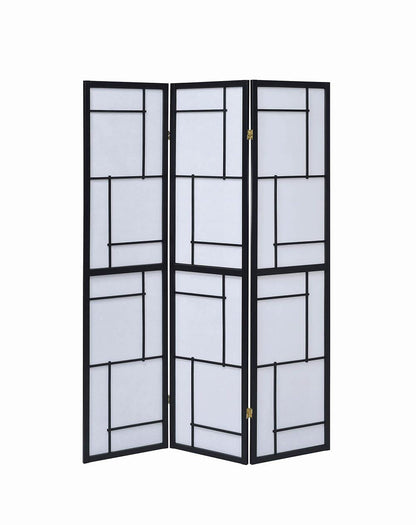 Katerina 3-Panel Folding Floor Screen Black/White - 900102 - Bien Home Furniture &amp; Electronics