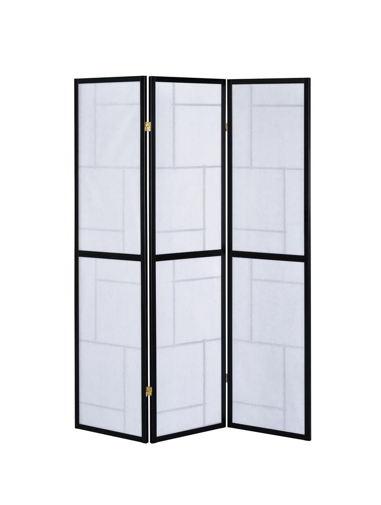 Katerina 3-Panel Folding Floor Screen Black/White - 900102 - Bien Home Furniture &amp; Electronics