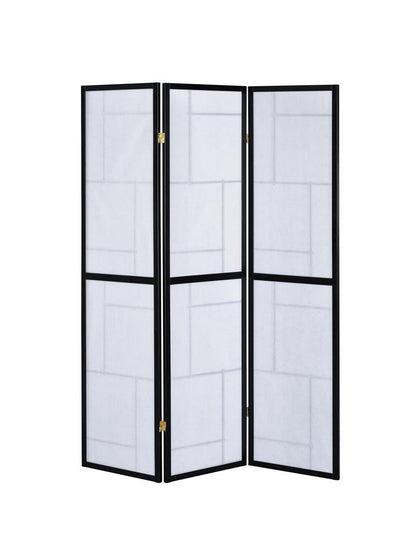 Katerina 3-Panel Folding Floor Screen Black/White - 900102 - Bien Home Furniture &amp; Electronics