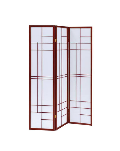 Katerina 3-Panel Folding Floor Screen White/Cherry - 900110 - Bien Home Furniture &amp; Electronics