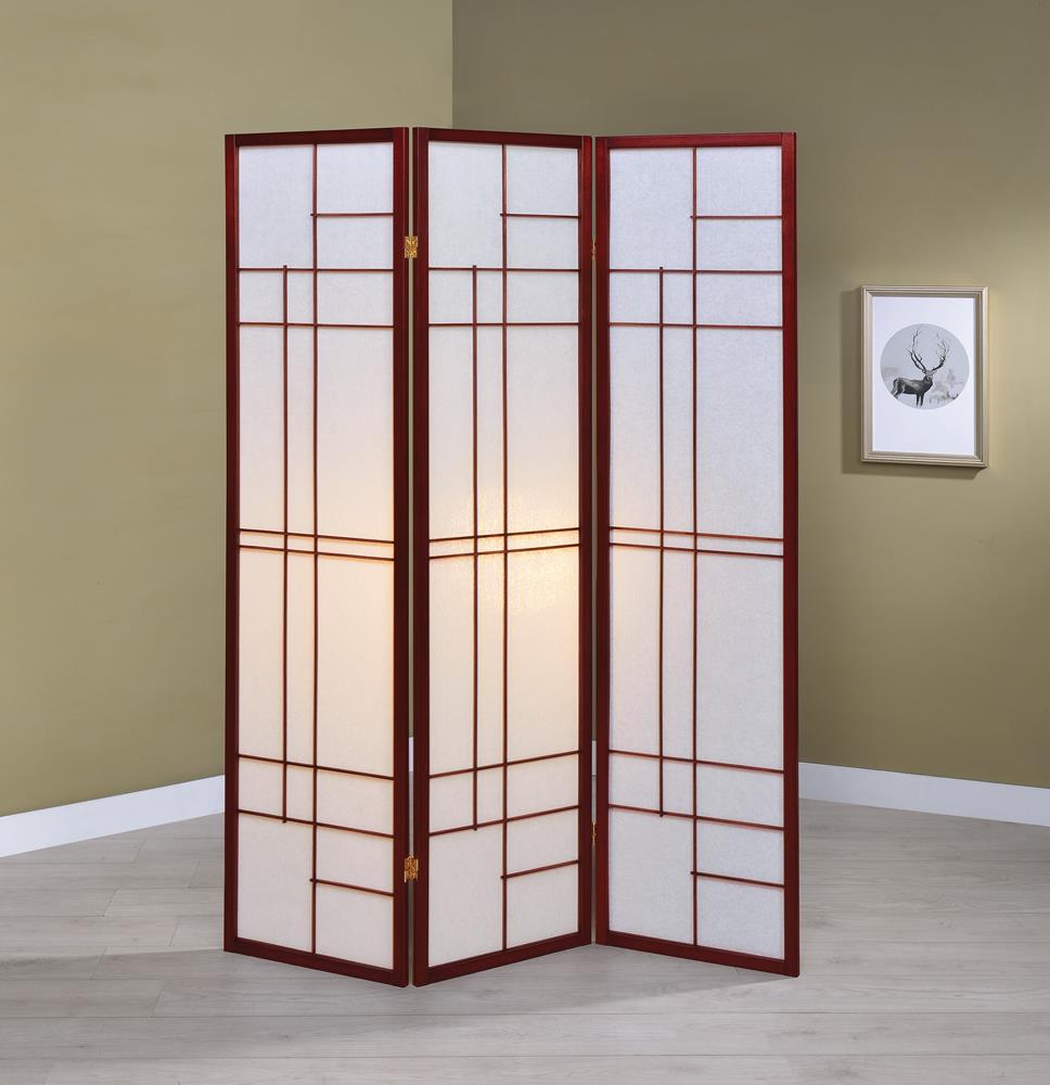 Katerina 3-Panel Folding Floor Screen White/Cherry - 900110 - Bien Home Furniture &amp; Electronics