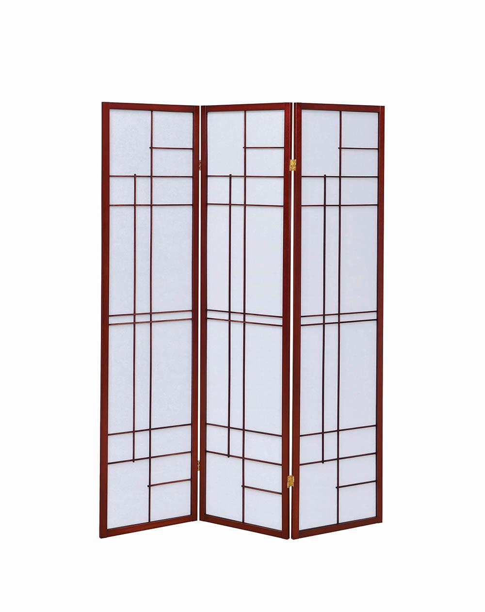 Katerina 3-Panel Folding Floor Screen White/Cherry - 900110 - Bien Home Furniture &amp; Electronics