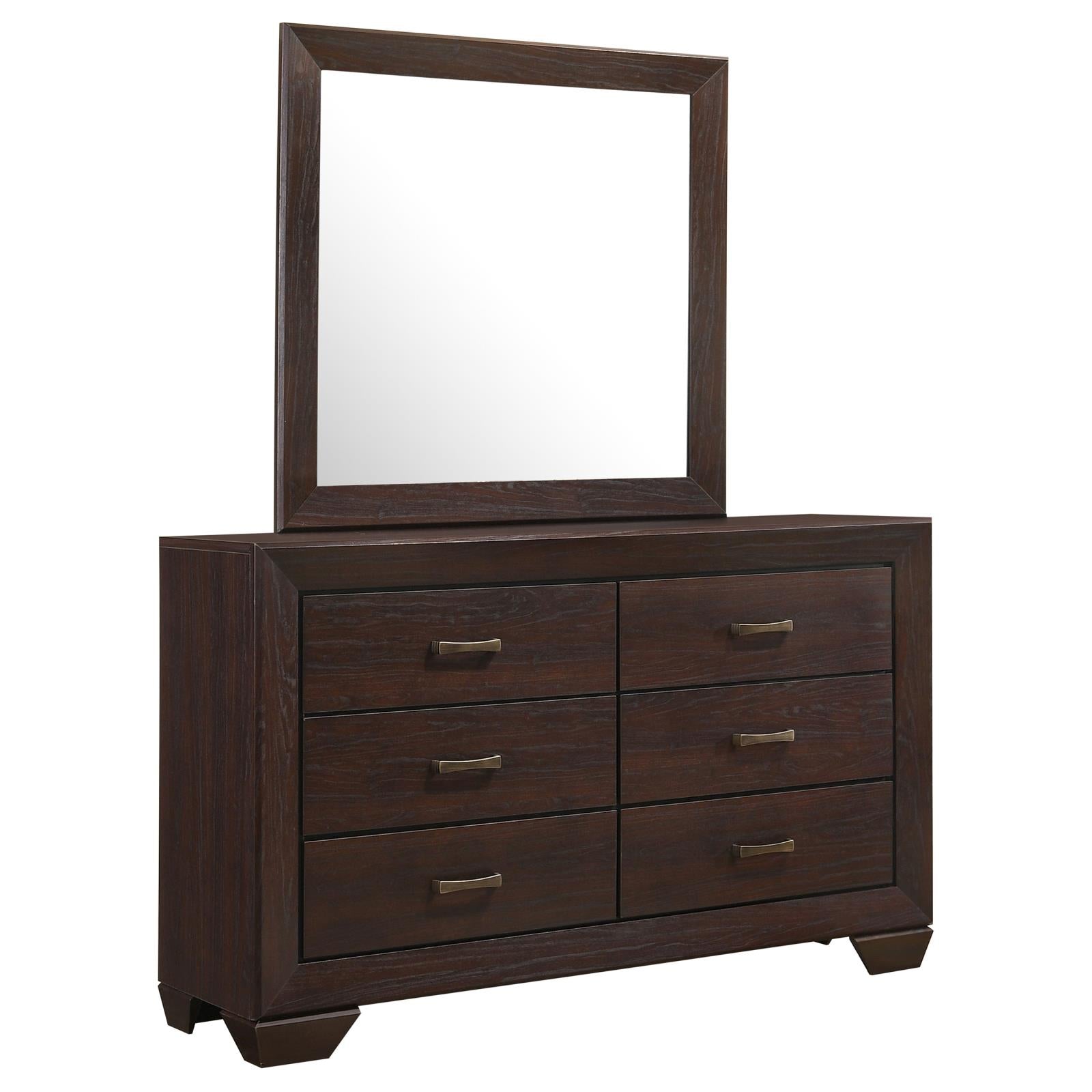 Kauffman 6-drawer Dresser with Mirror Dark Cocoa - 204393M - Bien Home Furniture &amp; Electronics