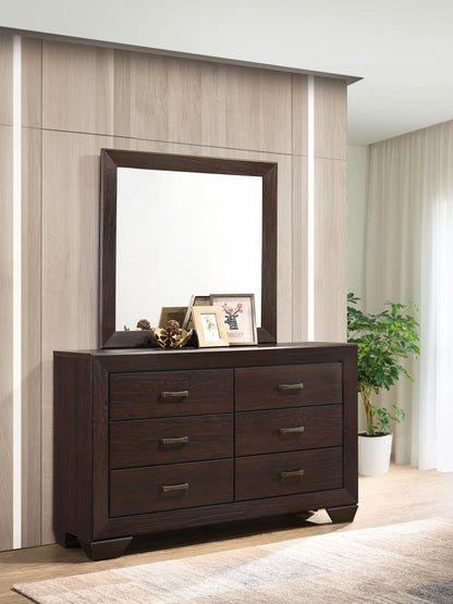 Kauffman 6-drawer Dresser with Mirror Dark Cocoa - 204393M - Bien Home Furniture &amp; Electronics