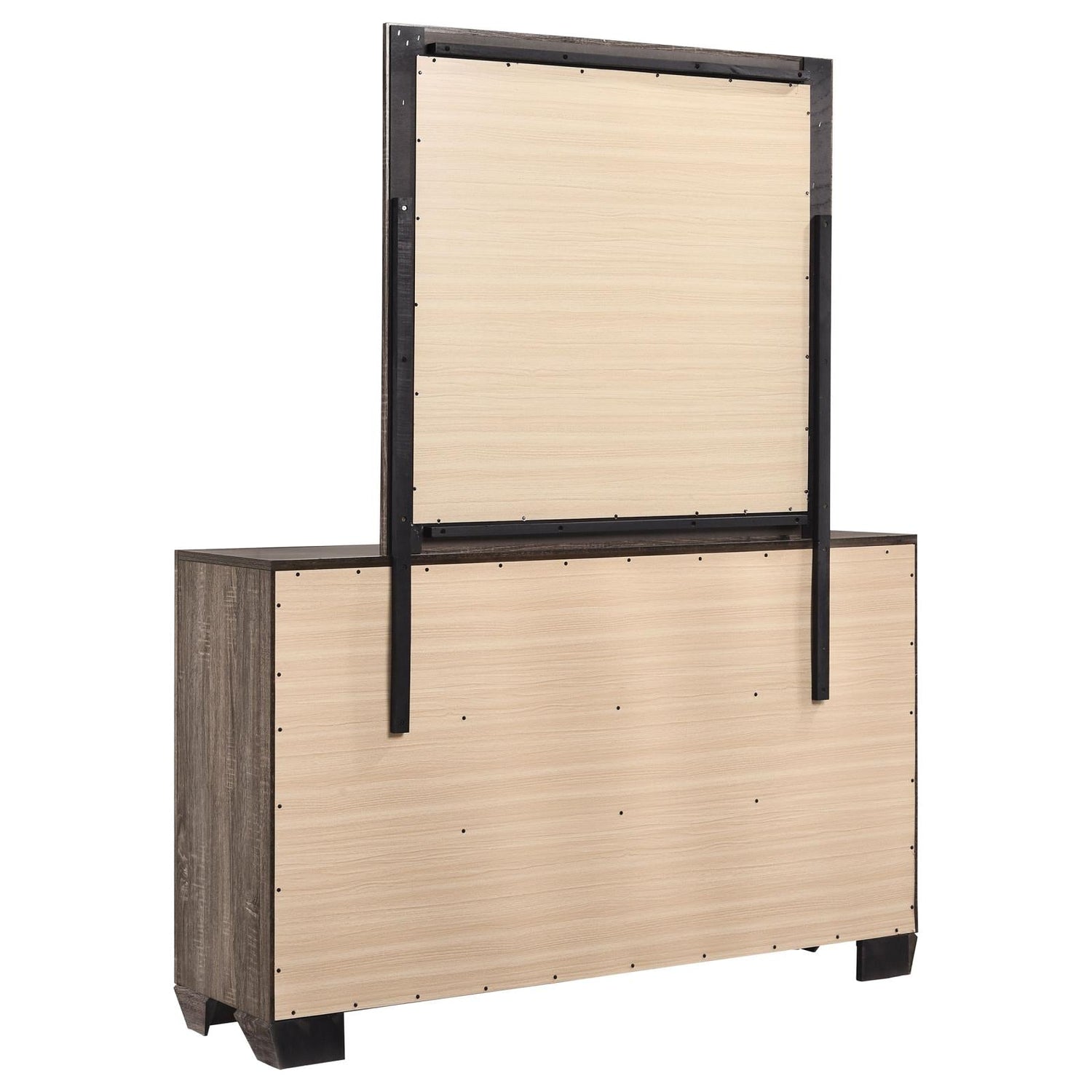 Kauffman 6-drawer Dresser with Mirror Washed Taupe - 204193M - Bien Home Furniture &amp; Electronics