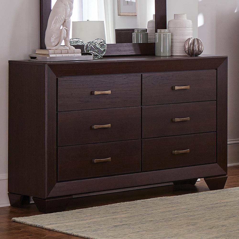 Kauffman Dark Cocoa 6-Drawer Dresser - 204393 - Bien Home Furniture &amp; Electronics