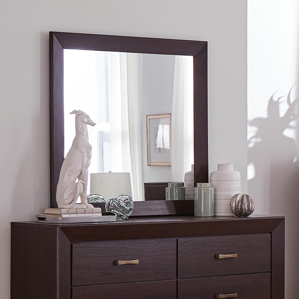 Kauffman Dark Cocoa Rectangular Mirror - 204394 - Bien Home Furniture &amp; Electronics