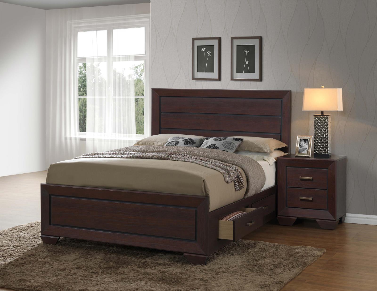 Kauffman Storage Bedroom Set with High Straight Headboard - 204390Q-S4 - Bien Home Furniture &amp; Electronics