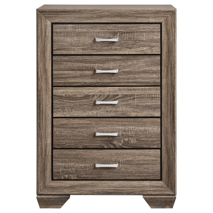 Kauffman Washed Taupe 5-Drawer Chest - 204195 - Bien Home Furniture &amp; Electronics