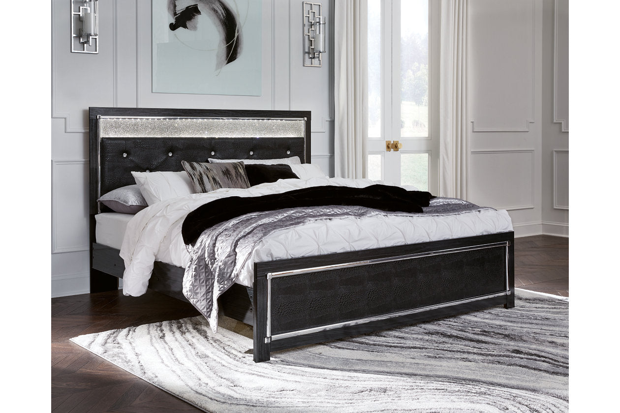 Kaydell Black King Upholstered Panel Bed - SET | B1420-158 | B1420-56 | B1420-97 - Bien Home Furniture &amp; Electronics