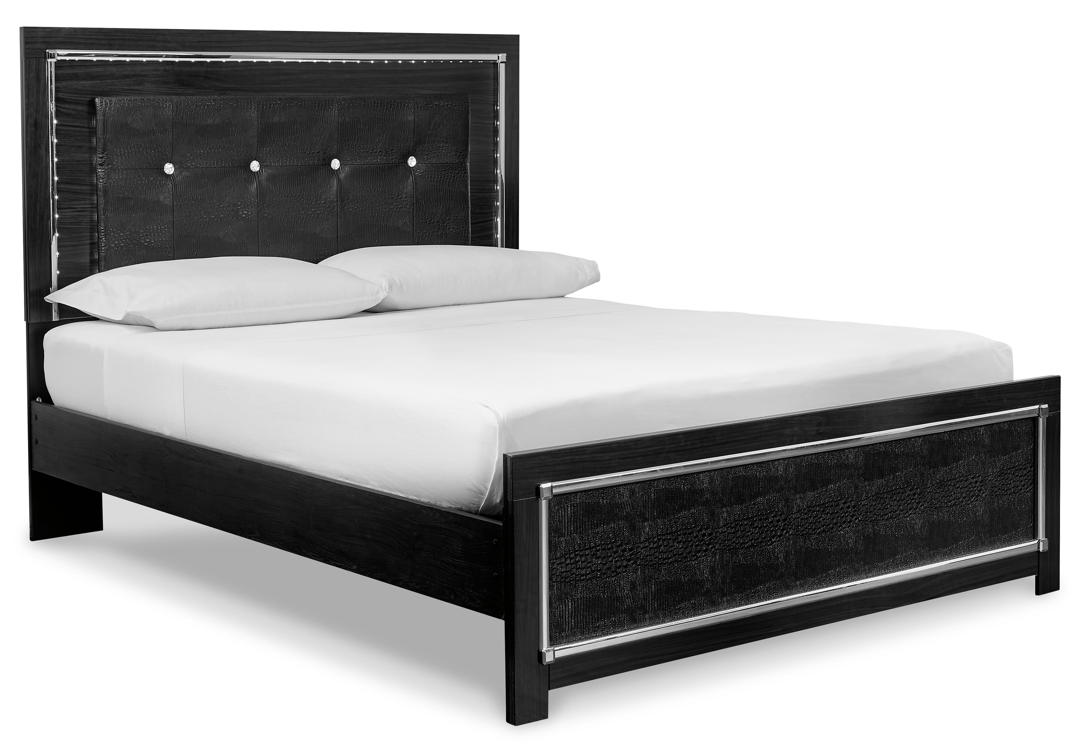 Kaydell Black King Upholstered Panel Bed - SET | B1420-56 | B1420-58 | B1420-97 - Bien Home Furniture &amp; Electronics