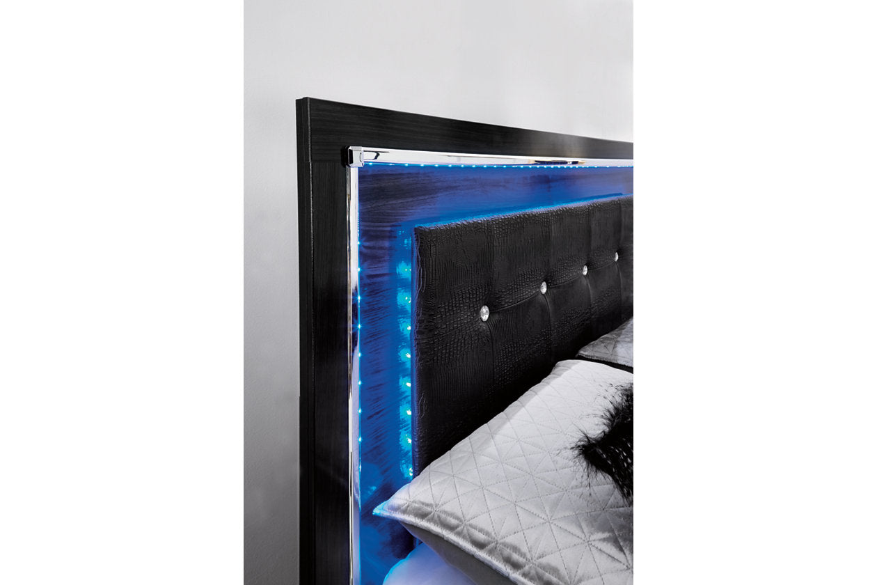 Kaydell Black King Upholstered Panel Bed with Storage - SET | B100-14 | B1420-56S | B1420-58 | B1420-95 - Bien Home Furniture &amp; Electronics