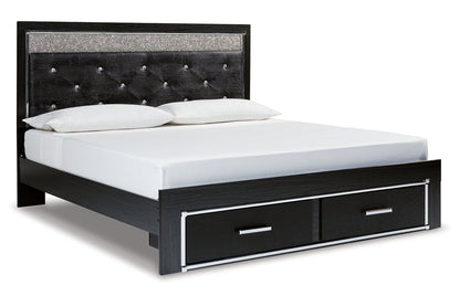 Kaydell Black King Upholstered Panel Storage Platform Bed - SET | B100-14 | B1420-158 | B1420-56S | B1420-95 - Bien Home Furniture &amp; Electronics