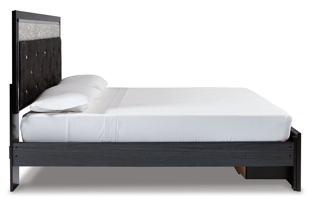 Kaydell Black King Upholstered Panel Storage Platform Bed - SET | B100-14 | B1420-158 | B1420-56S | B1420-95 - Bien Home Furniture &amp; Electronics